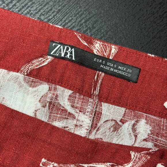 ZARA Red Floral Ruffle Midi Skirt – Size Small - Picture 10 of 10